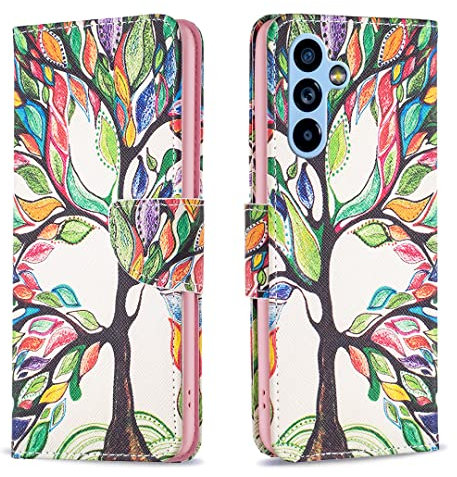 Samsung Galaxy A34 5G Case Shockproof Slim PU Leather Flip Pouch Wallet Phone Silicone Cover with Magnetic Stand Card Holder Slot Protective Smartphone Cases for Samsung A34 5G The Tree of Life