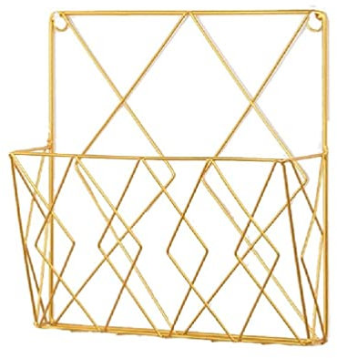 Sundires Porte-revues multi-usages mural en métal pour bureau et maison Porte-magazines mural en métal doré pour salle de bain