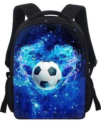 Treer Sac a Dos Enfant, Football 3D Cartable Fille Primaire, Cartable Garcon Primaire 10L, Cartable Stitch Oxford Imperméable Cartable pour Garçons Filles (Bleu,30x24x10cm)