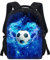 Treer Sac a Dos Enfant, Football 3D Cartable Fille Primaire, Cartable Garcon Primaire 10L, Cartable Stitch Oxford Imperméable Cartable pour Garçons Filles (Bleu,30x24x10cm)