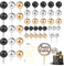 47 Stück Tortendeko Hochzeit Goldene Kugeln, Happy Birthday Tortendeko, Cupcake Topper Goldene Kugeln mit Herz Deko, DIY(Schwarzgold und Silber) Cake Topper für Geburtstag Hochzeit