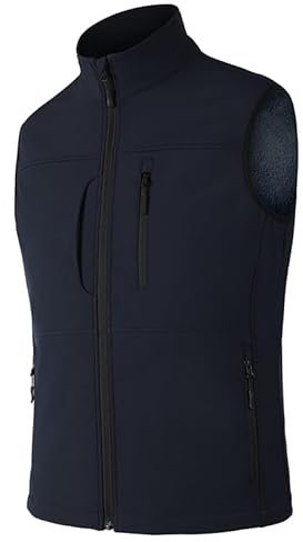 Zzkouine Gilet Softshell léger Hommes Gilet de pêche Hommes Jeans Gilet de Travail Coupe - Vent sans Manches Veste Trekking Workwear Hommes Gilet Bleu 3XL