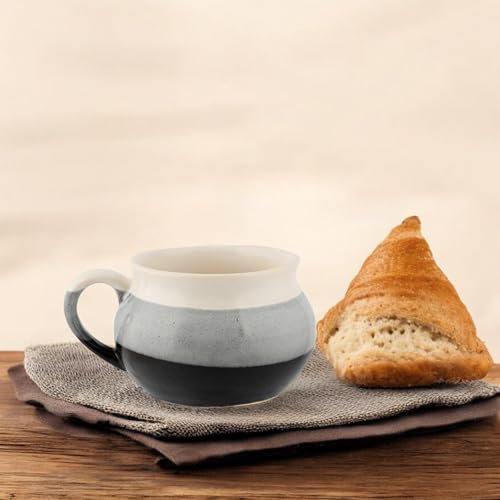 FabFinds Large Soup Mugs with Handles Microwave Dishwasher Safe 500ml (Black & White)