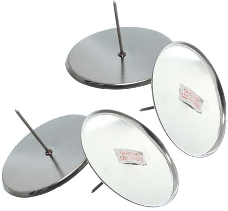 Adventskranzstecker ohne Dorn Kerzenhalter Adventskranz Adventskerzenhalter Stumpenkerzen Halter Kerzenteller Metall H: 4,5cm D: 8cm 4er Set (Silber)
