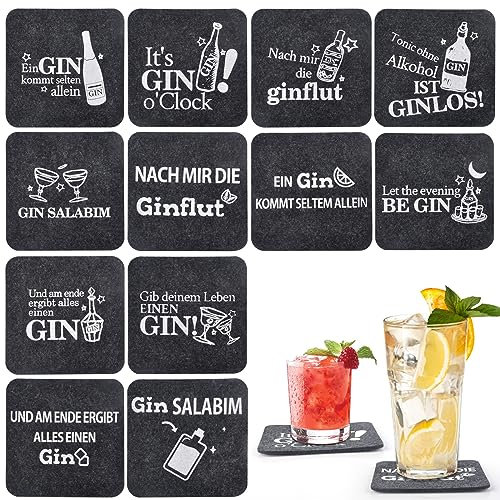 Untersetzer Gin Set, 12 Untersetzer GläSer Gin Tonic GläSer Glasuntersetzer Mit GinsprüChen Untersetzer Filz Filzuntersetzer Filz Untersetzer FüR GläSer Glas Untersetzer-Set FüR Ginfans Ginliebhaber