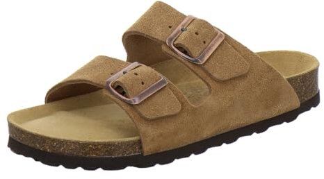 AFS-Schuhe 2100, Bequeme Damen Pantoletten echt Leder, praktische Arbeitsschuhe, Hausschuhe, Handmade in Germany (41 EU, Cognac Velour)