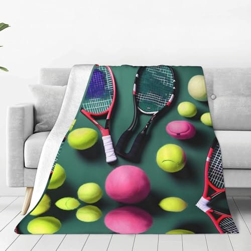 Kuscheldecke Flauschig Tennis, Warme Flanell Fleecedecke Wohndecke Sofadecke, Weiche Plüsch Decke Blanket Für Kinder Erwachsene, Wendedecke Wolldecke Tagesdecke 220x240 XXLSport