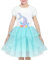 Sunny Fashion Mädchen Kleid Blau Meerjungfrau Prinzessin Stickerei Pailletten Tüll Kurzarm Gr. 116,Blaue Meerjungfrau,116