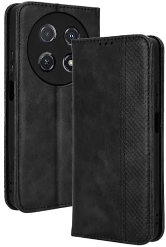 COMAKU Cover Huawei nova 12i, Custodia a Portafoglio Pelle con Supporto e Chiusura Magnetica - Nero