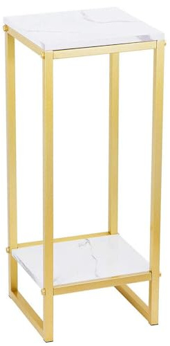 HPDTZ Shelves, Regal, Shelf, Standregal, Lagerregal, Pflanzenständer Metall Gold, 2 Etagen Blumenständer für Balkon, Platzsparendes Dekor, Robust und Schön, Eisen + Holz, 30 * 75cm