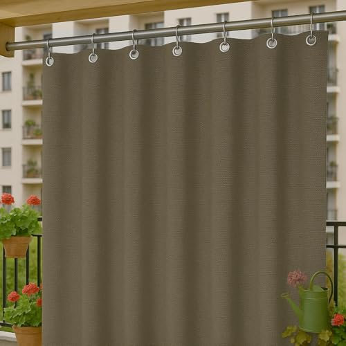 Byour3 – wasserdichte Outdoor Vorhäng Wetterfest mit Metallringen Anti-Schimmel Verdunkelungs Seitenvorhänge Markise für Balkon Pavillon Terrasse Sonnenschutz (Tabak, B. 150 x 290 L)