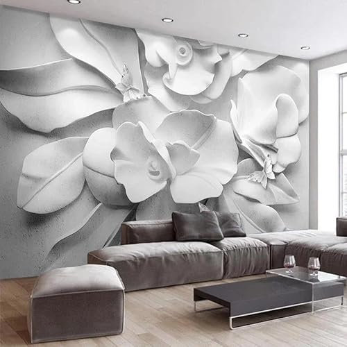 LUXINSHISU Fototapete 3d wohnzimmer tapete grau geprägte blumen schmetterling schlafzimmer dekoration wand kunst sticker malerei