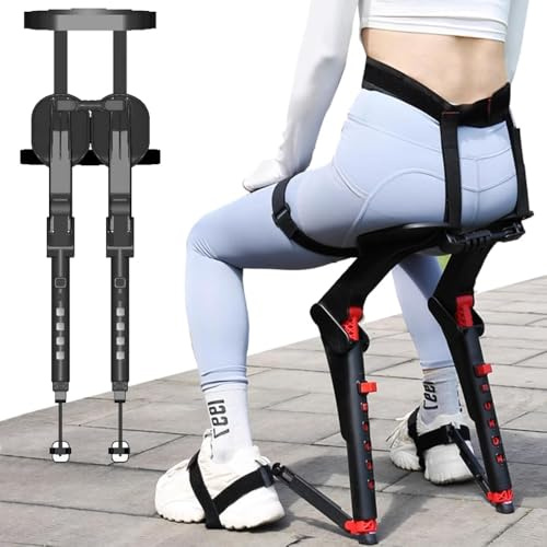 GXQFF Kompakter Reise-Stuhl Mit Unsichtbarem Sitz, Tragbarer Stuhl, Unsichtbare Magische Sitze, Exoskelett-Schwebesitz, Der Bis Zu 150 Kg Trägt, Unsichtbarer Magischer Hocker-Schwarz||Bearing 150kg