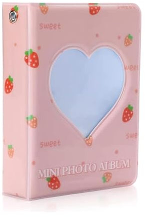 QLEUIFT 1 pcs Álbum de fotos de 7,6cm, 40 bolsillos, soporte para tarjetas de fotos, corazón de amor, hueco, soporte para tarjetas de fotos, álbum de fotos conmemorativo, de fotos familiar, de amistad