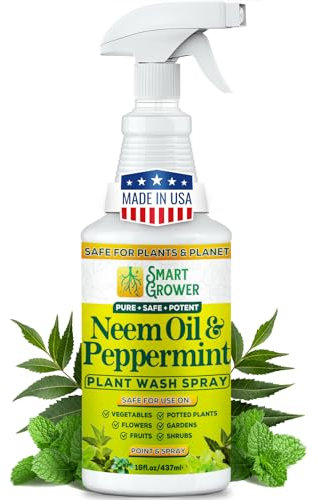 Neem Oil Spray for Plants with Peppermint Oil, Natural Plant Wash Made for Indoor and Outdoor Plants Smart Grower 16oz Easy Ready to Use Spray