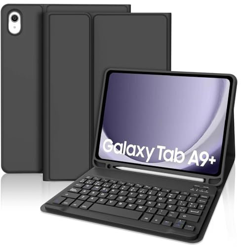 WINCHKING Teclado Samsung Galaxy Tab A9+ 11 Pulgadas 2023, Funda con Teclado España Ñ Bluetooth, Compatible con Samsung Galaxy Tab A9+ (SM-X210/X216/X218) (Negro)