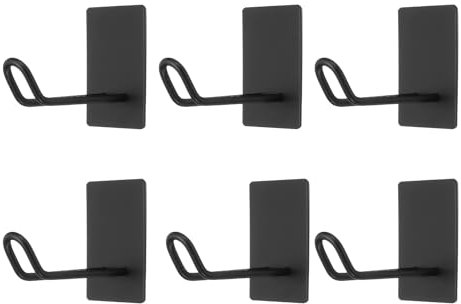 sourcing map 6pcs Self Adhesive Wall Hooks Large Waterproof Stainless Steel Sticky Towel Closet Hooks Adhesive Wall Mount Hangers Without Drill for Bathroom Kitchen Washroom Doorway, Black