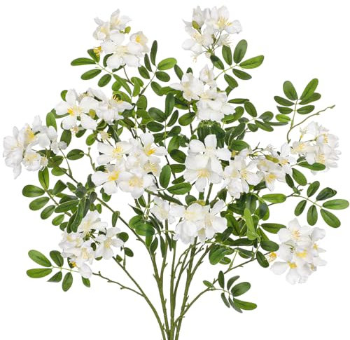 Briful Künstliche Cassia Javanica Blumen 3er-Set – 75 cm Lange Kunstblumen Wie Echt– Weiße Blütenzweige Dekoblumen für Vase, Blumengesteck, Hochzeit, Tischdeko