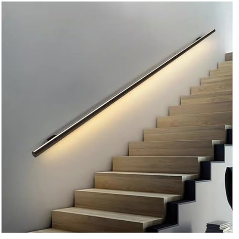 LED-Aluminium-Treppen-Handlauf für Veranda und Terrasse, beleuchteter Haltegriff mit Licht für Außen- und Innentreppen, Wandgröße links (Farbe: )