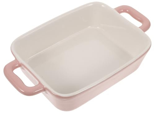 OKUMEYR Bandeja Para Horno De Cerámica Rosa Utensilios De Barro Medio Grosor Resistente Altas Temperaturas Limpieza Sencilla Bandeja Rectangular Para Microondas y Horno