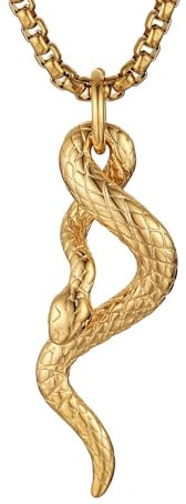 HZMAN Gothic Schlange Halskette für Männer Edelstahl Gothic Tier Schlange Anhänger Halskette Schmuck Geschenk (Gold)