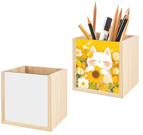 Framendino, 1 pot à crayons rond en bois pour sublimation