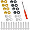 STASS Number Plate Screws and Caps UK Fixing Kit with Screwdriver. Black, Yellow, White Cap Covers to Hold Registration Plate for Car, Motorbike & DIY.