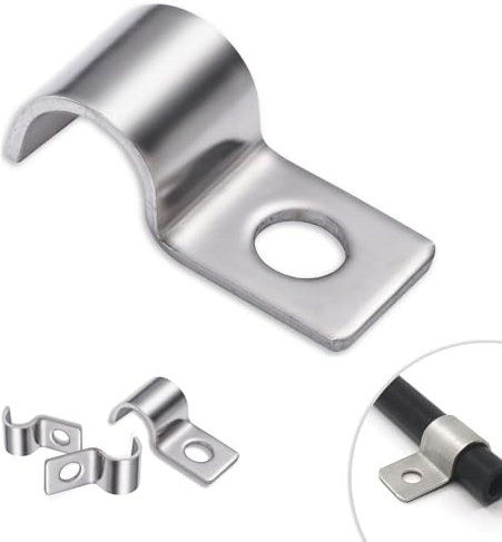 eupdd 40 Pezzi Cavallotti per Tubi Tondi 16mm: U-Fascette Stringitubo Acciaio Inox Ø6mm, per il Fissaggio di Cavi, Tubi, Tubo Pvc, Clip Fermacavi in Acciaio, Collari per Tubi