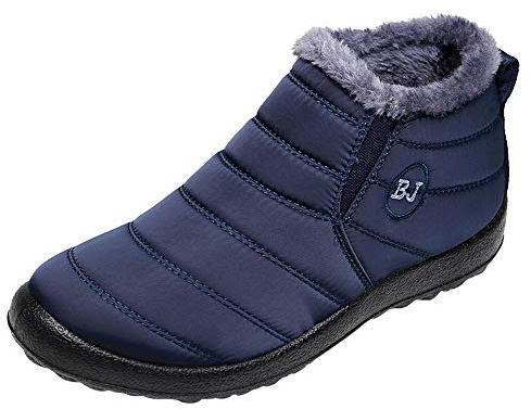 Scarpe invernali da donna, foderate, impermeabili, calde, invernali, antiscivolo, termiche, da lavoro, da trekking, Blu, 38 EU