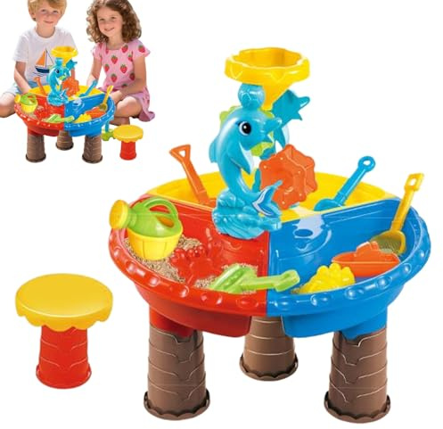 Wasser Sand Tisch - Sandkasten Tisch mit Wasserspielzeug und Sinnesförderung | Interaktive Sinnesaktivitäten für Draußen - Lernspiele & Outdoor Spielzeug für Kindergartenkinder - und Mädchen