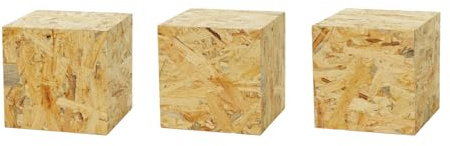 DECORATIVO Dekosäule OSB, Blumensäule Wohnzimmer, Pflanzenständer, Podest Deko, Loft Design, Stabiler Sockel, Natürliche Optik, 20x20x20 cm, 3 Stück