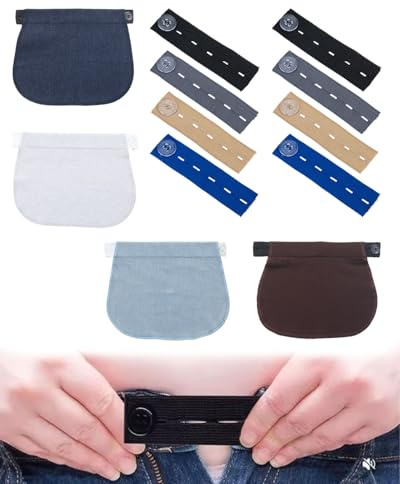 HUVZOR 12 Pièces femme enceinte,Extenseur Pantalon Ajustables pour Femmes Enceintes Extensions de Bouton Pantalon élastique de Maternité Extension de Ceinture Réglable pour Hommes Jeans Pantalons