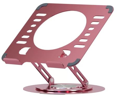 Uwenkjie Portable laptop stand, 360 degree rotation, ergonomically designed foldable computer stand, adjustable height, compatible with all 10-17 inch laptops,carbon steel pink