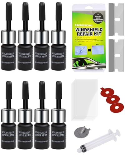Donvuka Steinschlag Reparaturset Windschutzscheibe, Windshield Repair Kit Zur Reparatur von Rissen, Spinnennetzen, Sternförmigen und Halbmondförmigen Brüchen