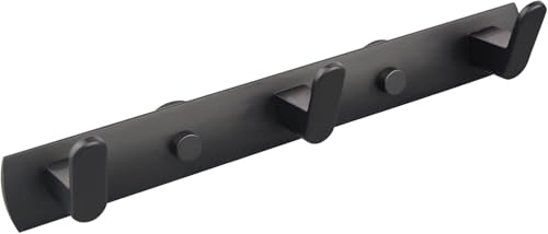 ULIBERMAGNET Magnetic Coat Hook, Heavy Duty Magnetic Shelf - Strong Rubber Magnet Holder for Refrigerator, Metal Cabinet, Door | Hanging Coats, Towels, Bags, Scarves, Helmets (Black/3 Hooks)