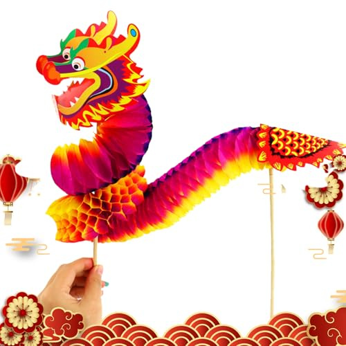 Décoration de Dragon en Papier Chinois,Guirlande du Nouvel an DIY Dragon Dance | Dragon de décoration intérieure, Cadeau de découpe de Papier de Danse de Dragon de marionnette en du Nouvel an