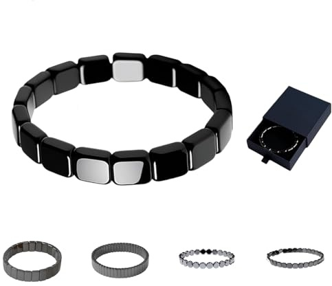 Kuisoe Hermios Hämatit Armband mit Schwarzem Turmalin – Heilendes Magnetarmband für Männer & Frauen, Schmerzlinderung bei Arthritis – Kraftvolle Energiestein-Kombination für Vater, Ehemann & Freund