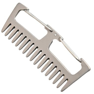 TOPPERFUN Peigne Anti-statique en Alliage de Titane Argenté, Porte-clés Multifonction pour Extérieur, Peigne Compact à Dents Larges, Outil de Coiffure Pratique pour Voyage et Usage