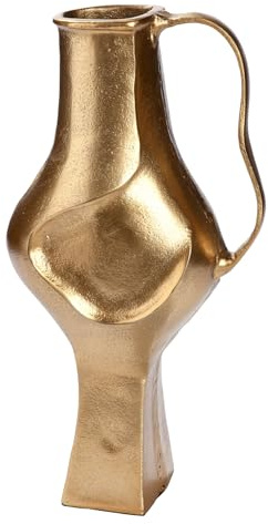GILDE Vase Antigua aus Aluminium - bauchig - goldfarben - Höhe 34cm x Breite 18cm - wasserdichte Blumenvase