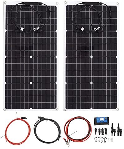 Panneau Solaire 50W 18V Kit Complet avec Contrôleur IP65 Étanche pour Camping Caravane Camping - Haute Efficacité, Résistance et Usage Extérieur Polyvalent