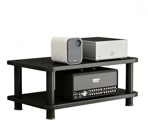 Easnuroz Meuble Hi-FI Étagère AV Support Hi-FI À 2/3 Ou 4 Niveaux Étagères en Verre Trempé pour Amplificateurs Platines Et Lecteurs CD Support pour Platine Vinyle Étagère(Noir,50 * 35 * 25cm(2Tier))