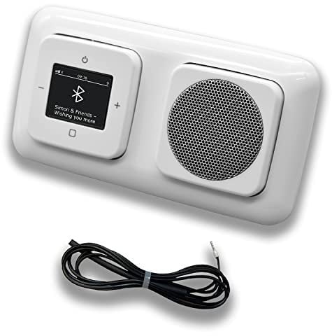 EBROM's BJ Sets Busch Jäger Unterputz Bluetooth DAB Radio 8217U-101 Reflex Si alpinweiß Komplett-Set Lautsprecher 0,9 m EBROM Wurfantenne zur Empfangsoptimierung
