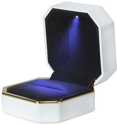 AVESON Ringschachtel Hochzeit, LED-Licht Ringschachtel Verlobung Ringe Samt Schmuck Etui Ring Schachtel Ehering Chmuckschatullen Geschenkbox Schmuckkästen für Verlobungsring Valentinstag Ring Box