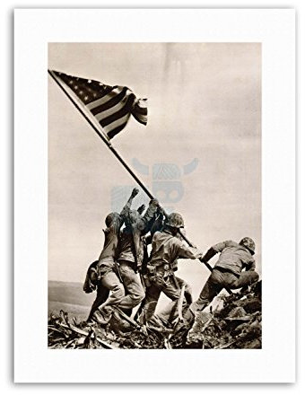 Wee Blue Coo WAR WWII IWO JIMA STARS STRIPES FLAG NEW Poster Picture Military Canvas art