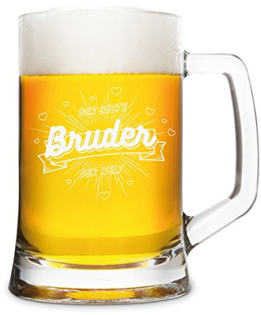 KIXY Bierkrug von Montana Geschenk Gravur Bierseidel Glas - Der beste Bruder der Welt