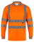 HuntaDeal Hi Viz Long Sleeve Polo Shirt High Visibility Reflective Tape Workwear for Safety & Security | Breathable Lightweight Double Tape Hi Vis T Shirt for Men & Women Orange