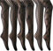 ANDIBEIQI Collants Bas Résille 6 Paires Femmes Hollow Collant extensible filet élastique confortable noir/motifs fleurs, Tout Noir, Taille unique