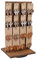 Ikee Design Présentoir à bijoux rotatif double face en bois avec 32 crochets pour le rangement, présentoir de boucles d'oreilles avec crochets, porte-clés, couleur marron, 22,9 x 19,1 x 41,5 cm (l x P