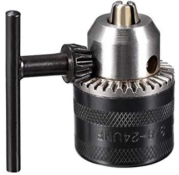 sourcing map Drill Chucks, 1.5-10mm Capacity 3/8-24 UNF Threaded with Chuck Key for Electric Impact Corded Cordless Drill
