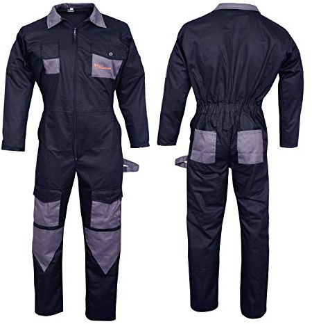 NORMAN Black Men's Coveralls Boiler Suit Overalls for Warehouse Mechanics Work Wears (S)